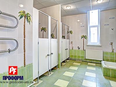 Сантехнические перегородки для санузлов детских садов и школ серии "ПФ детские" №3